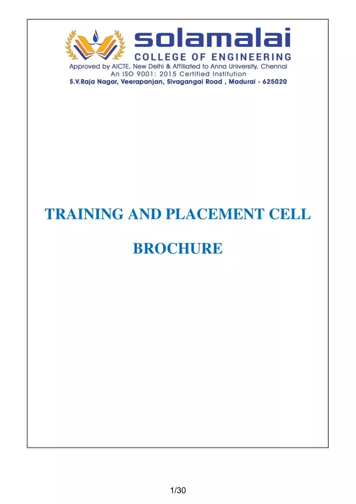 training and placement cell brochure