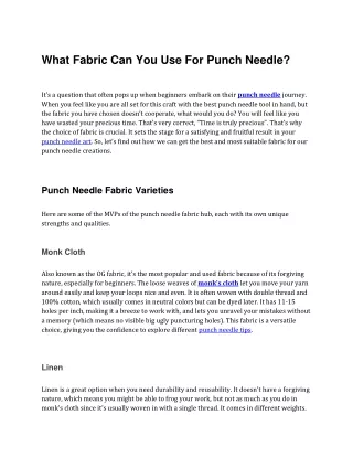 _What Fabric Can You Use For Punch Needle_