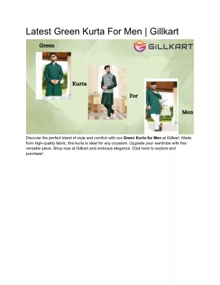 Latest Green Kurta For Men _ Gillkart