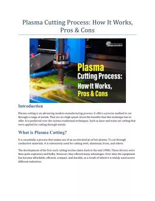 Plasma Cutting Process-How It Works Pros- Cons