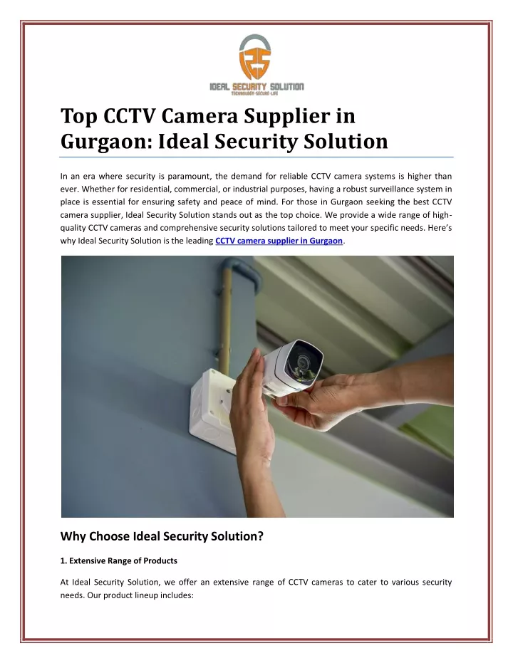 top cctv camera supplier in gurgaon ideal