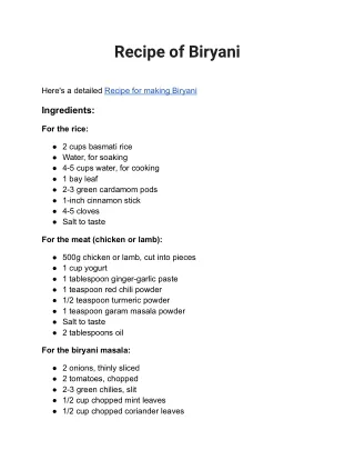 recipe of biryani