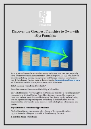 Discover the Cheapest Franchise to Own with 1851 Franchise