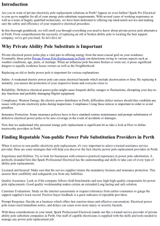 Complete Guideline to Perth Electric power Pole Substitute Services