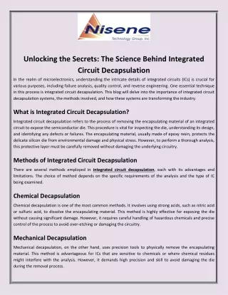 Unlocking the Secrets: The Science Behind Integrated Circuit Decapsulation