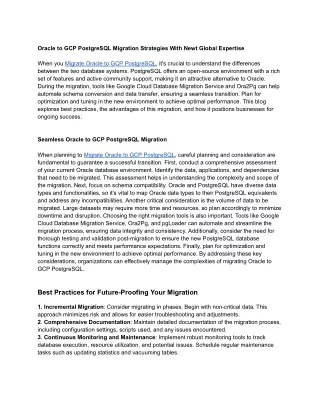 Oracle to GCP PostgreSQL Migration Strategies With Newt Global Expertise