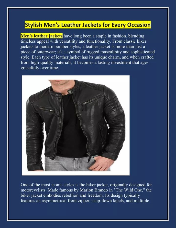 stylish men s leather jackets for every occasion