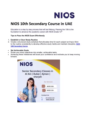 NIOS 10th Secondary Course in UAE