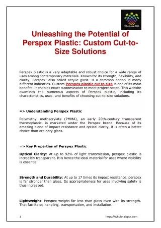 Unleashing the Potential of Perspex Plastic Custom Cut-to-Size Solutions