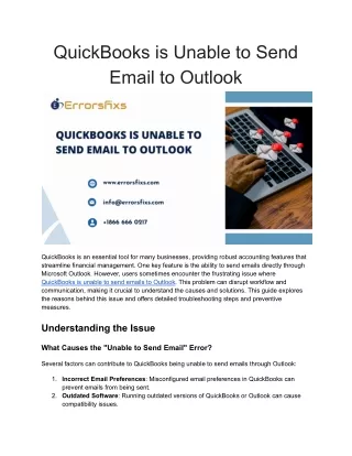 quickbooks is unable to send email to outlook