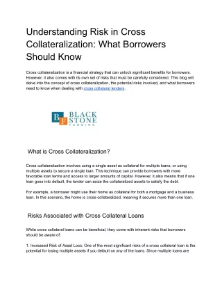 understanding risk in cross collateralization