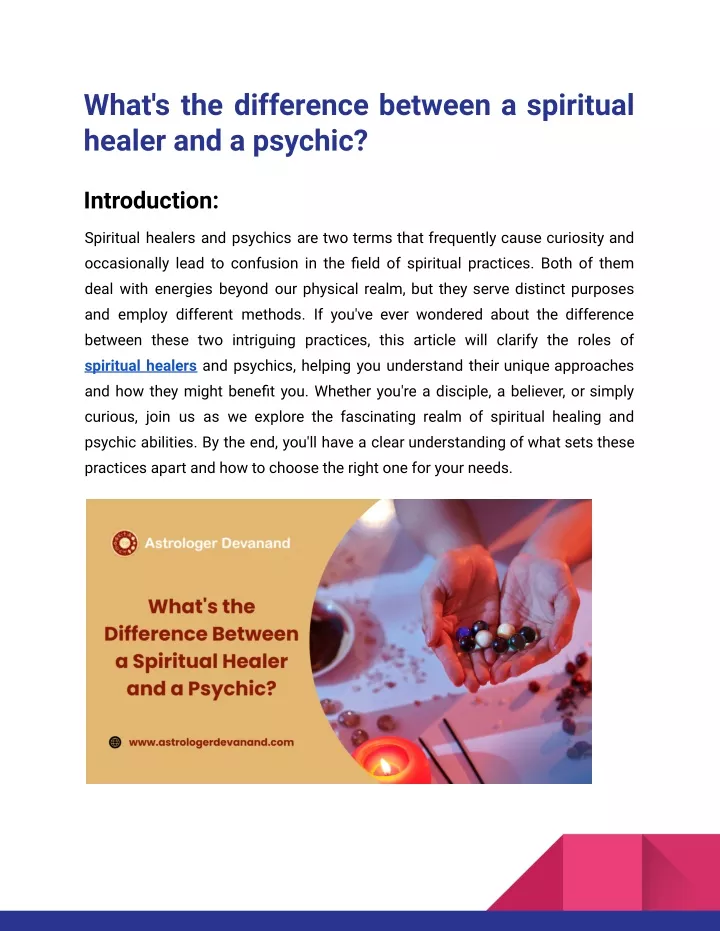 what s the difference between a spiritual healer