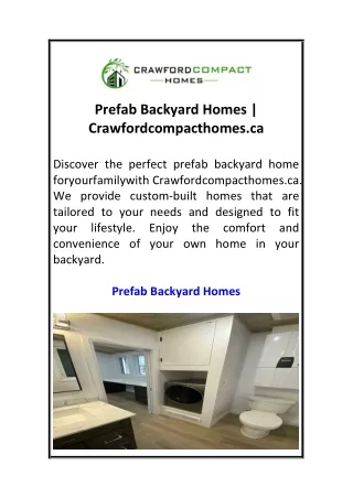 Prefab Backyard Homes Crawfordcompacthomes.ca