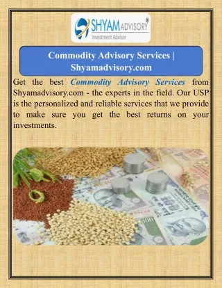 Commodity Advisory Services  Shyamadvisory.com