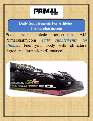 Daily Supplements For Athletes  Primalpharm.com