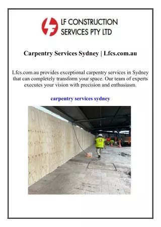Carpentry Services Sydney Lfcs.com.au