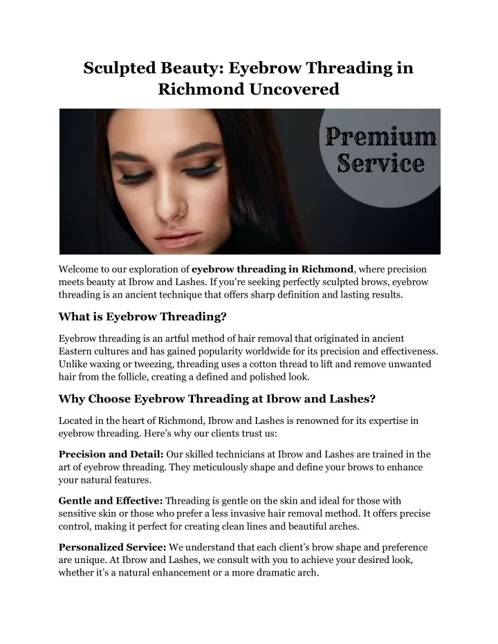 sculpted beauty eyebrow threading in richmond