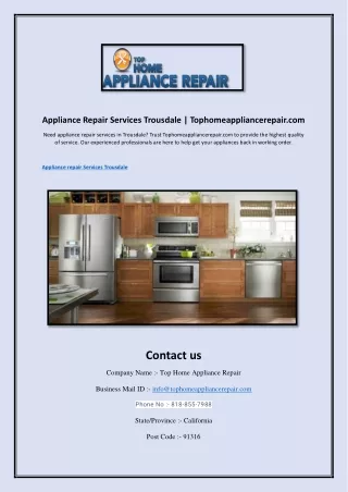 Appliance Repair Services Trousdale | Tophomeappliancerepair.com