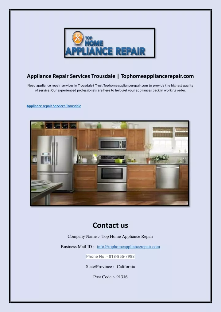 appliance repair services trousdale