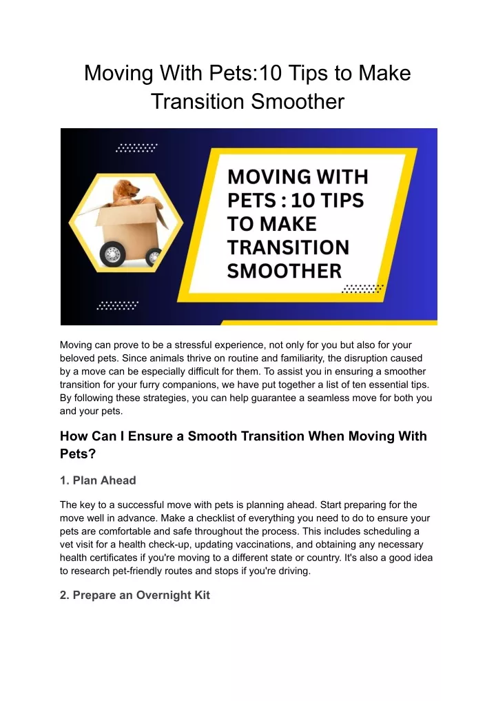 moving with pets 10 tips to make transition