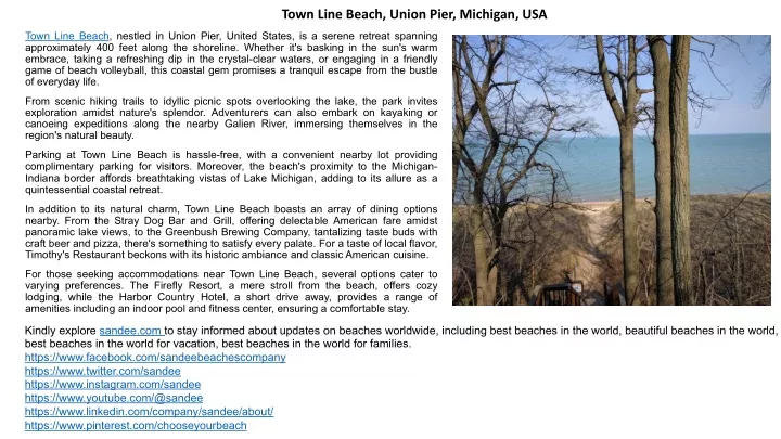 town line beach union pier michigan usa