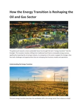How the Energy Transition is Reshaping the Oil and Gas Sector 2024