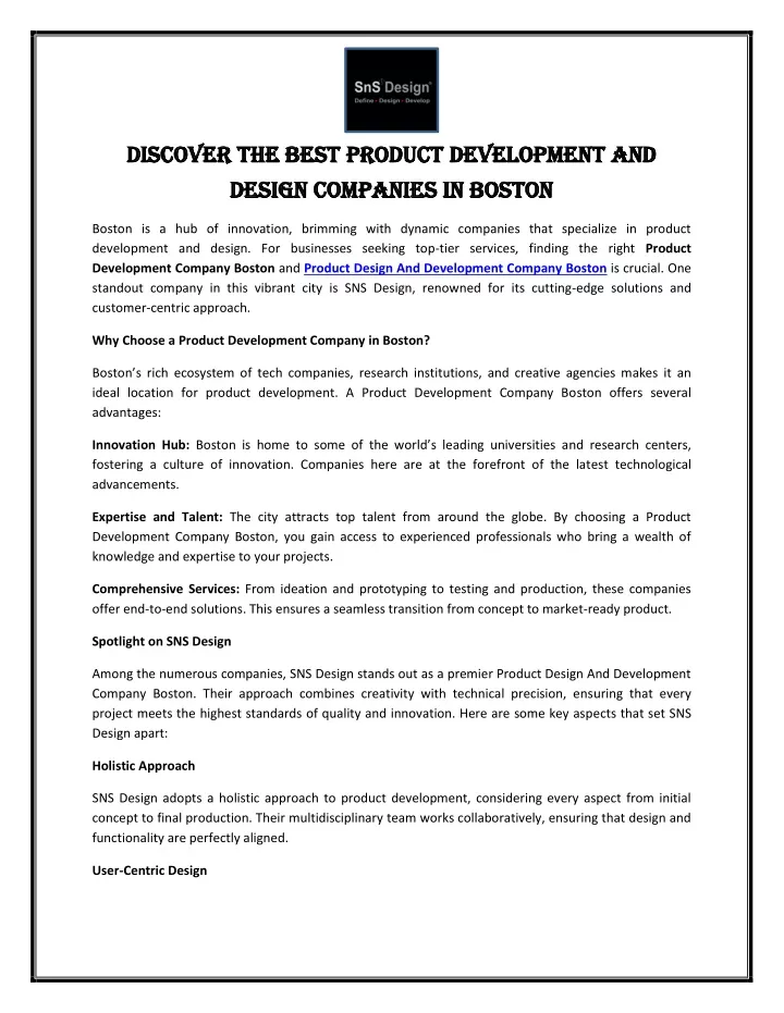 discover the best product development