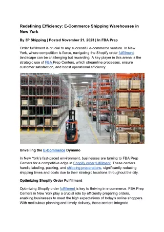 Redefining Efficiency_ E-Commerce Shipping Warehouses in New York
