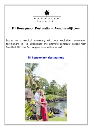 fiji honeymoon destinations