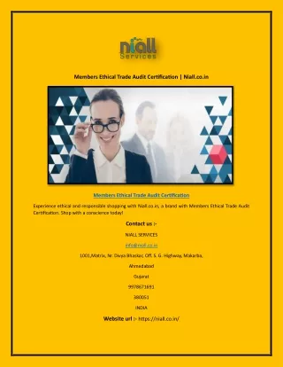 Members Ethical Trade Audit Certification | Niall.co.in