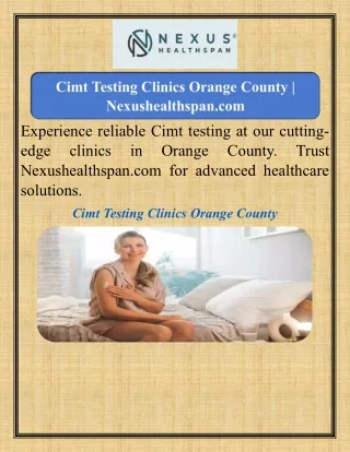 Cimt Testing Clinics Orange County  Nexushealthspan.com