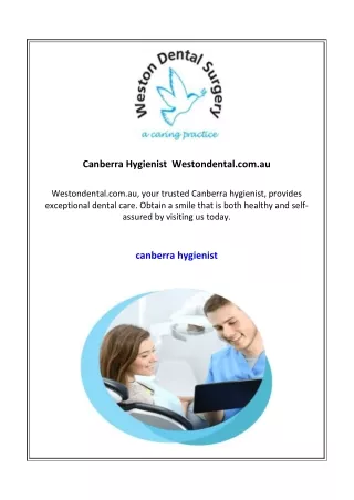 Canberra Hygienist  Westondental.com.au