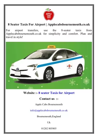 8 Seater Taxis For Airport   Applecabsbournemouth.co.uk