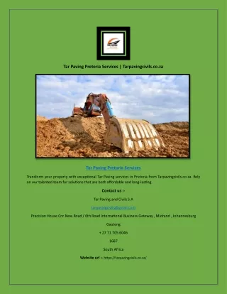 Tar Paving Pretoria Services | Tarpavingcivils.co.za