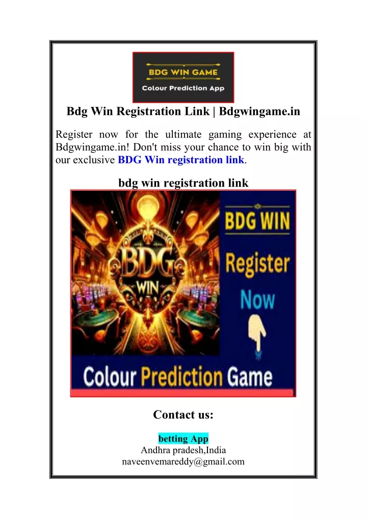 bdg win registration link bdgwingame in