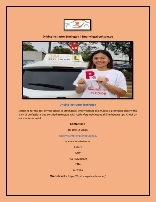 Driving Instructor Ermington | 3mdrivingschool.com.au