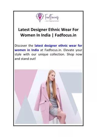 Latest Designer Ethnic Wear For Women In India  Fadfocus.in