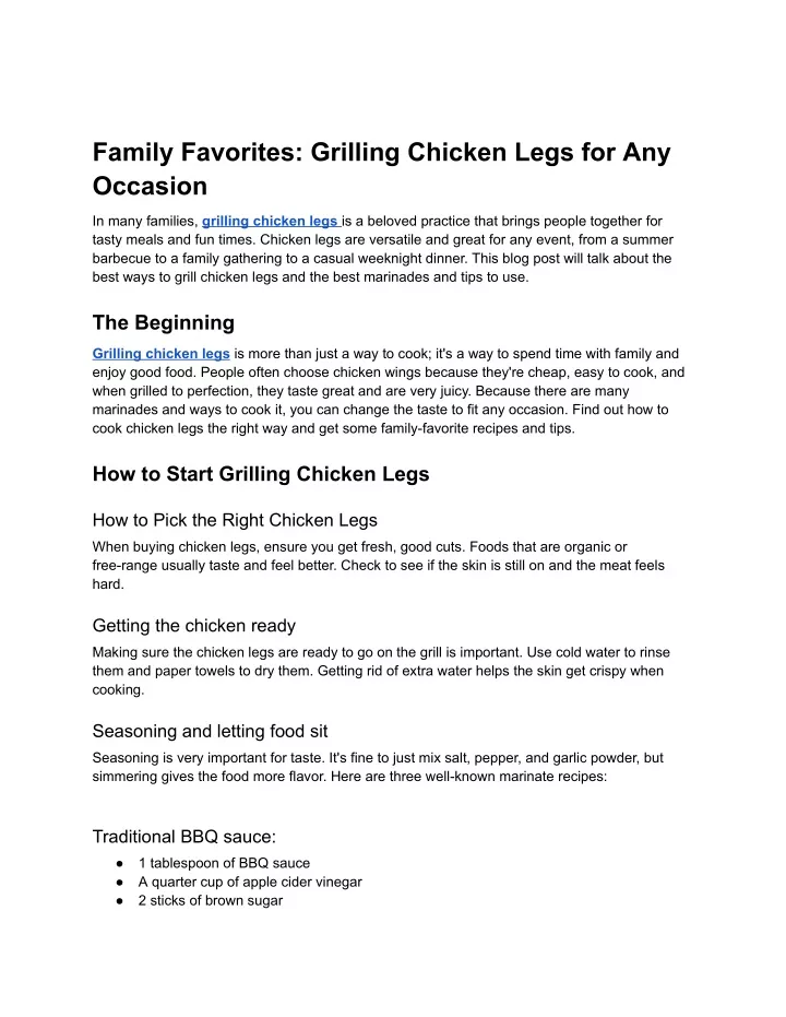 family favorites grilling chicken legs