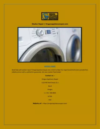 Washer Repair | Oregonappliancerepair.com