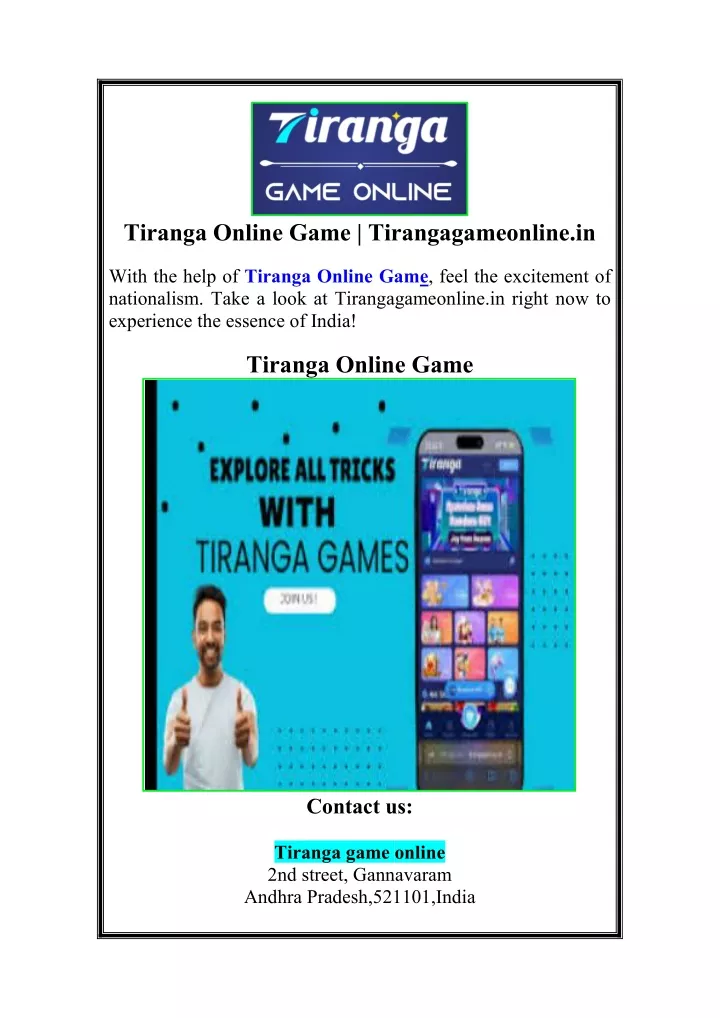 tiranga online game tirangagameonline in