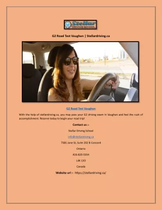 g2 road test vaughan stellardriving ca
