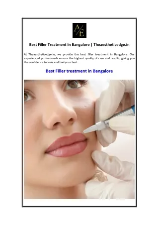 Best Filler Treatment In Bangalore  Theaestheticedge.in