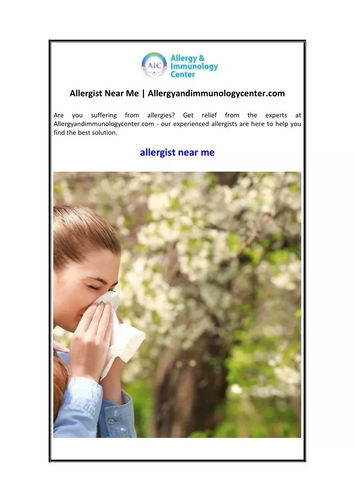 allergist near me allergyandimmunologycenter com