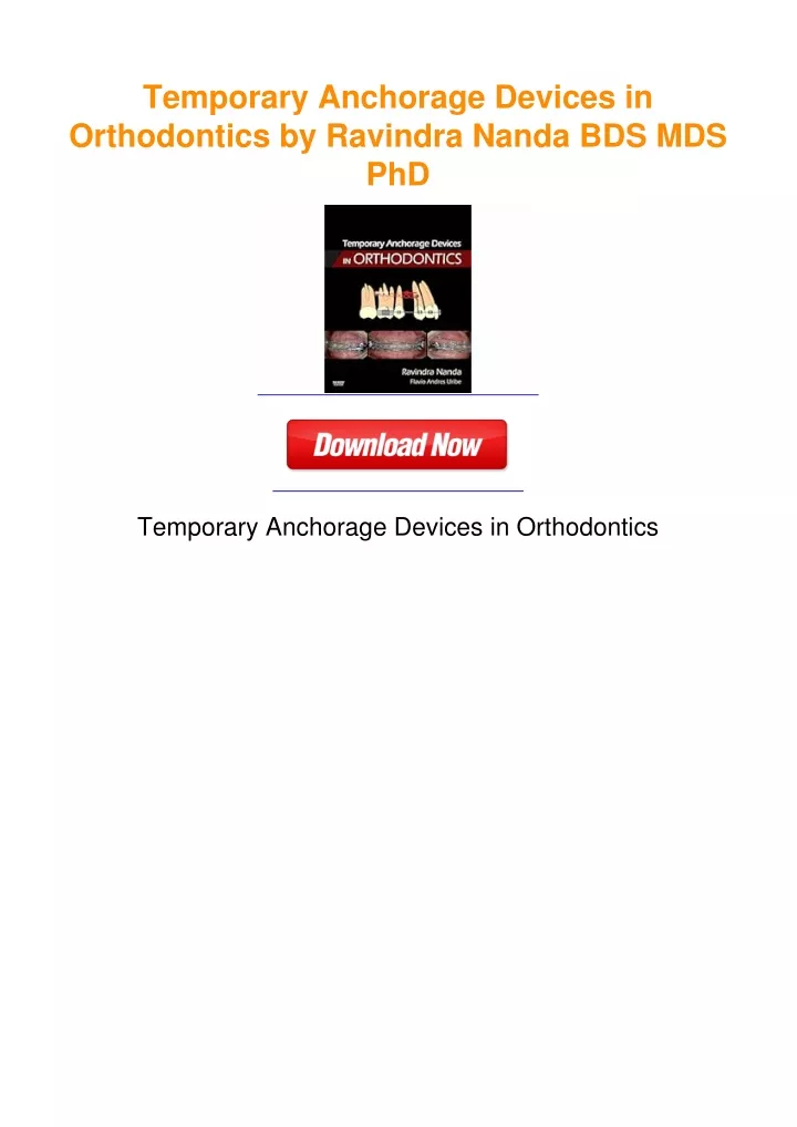 PPT - Temporary Anchorage Devices in Orthodontics by Ravindra Nanda BDS ...