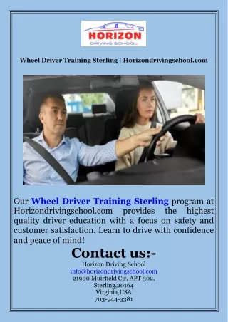 Wheel Driver Training Sterling  Horizondrivingschool.com