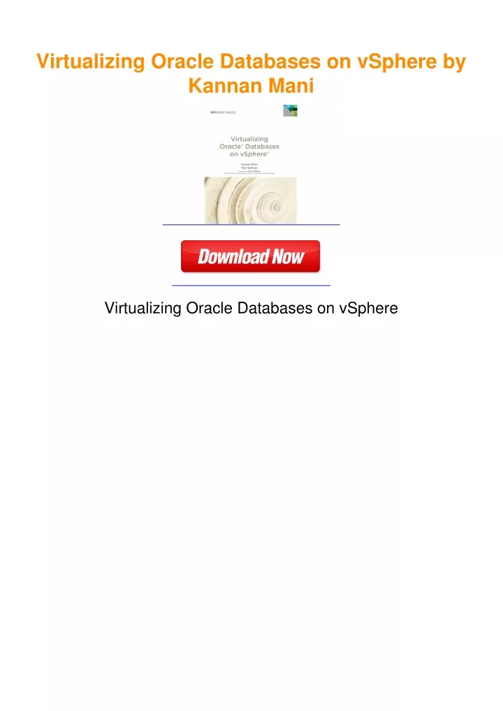 PPT - Virtualizing Oracle Databases on vSphere by Kannan Mani ...