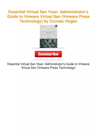 Essential Virtual San Vsan: Administrator's Guide to Vmware Virtual San