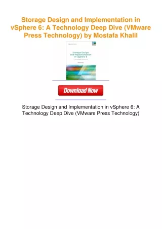 Storage Design and Implementation in vSphere 6: A Technology Deep Dive