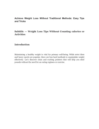 Achieve Weight Loss Without Traditional Methods_ Easy Tips and Tricks