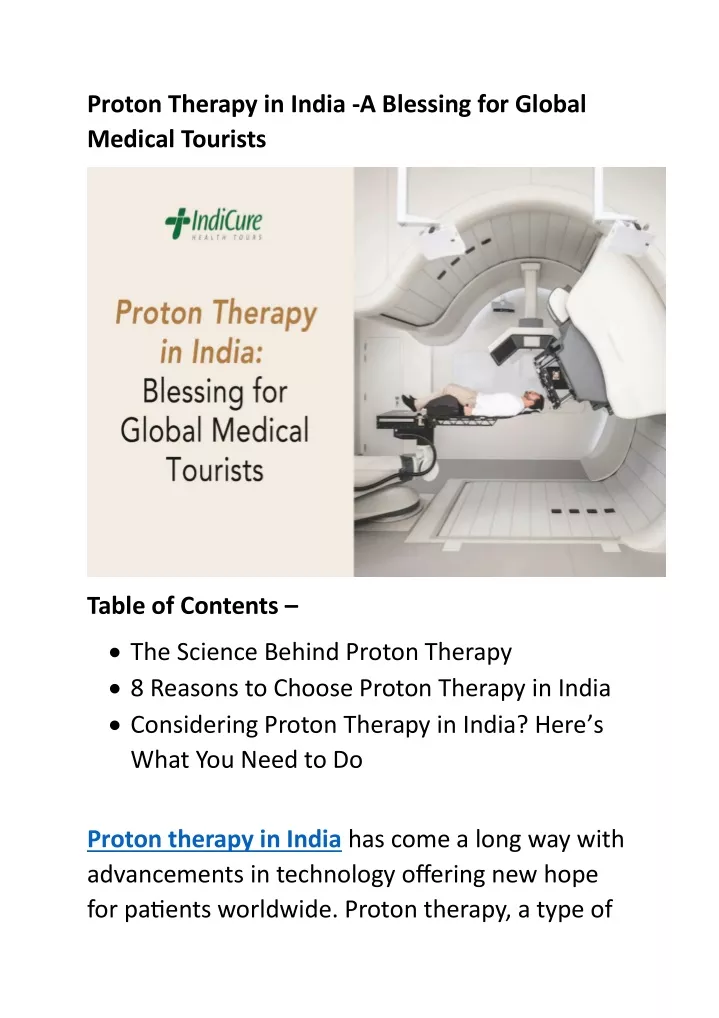 proton therapy in india a blessing for global